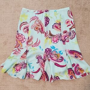 Silk Paisley Flowy Skirt
